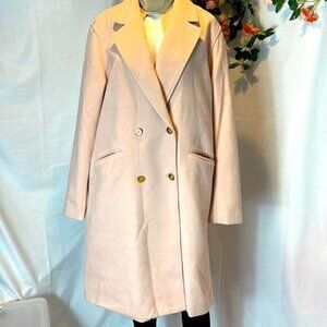 Plus Size Notch Lapel Double-Breasted‎ Light Pink Coat Size XXL